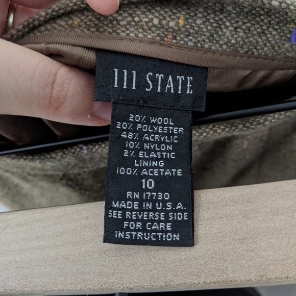 Vintage Wool Blend Brown Tweed A Line Skirt - Picture 5 of 8